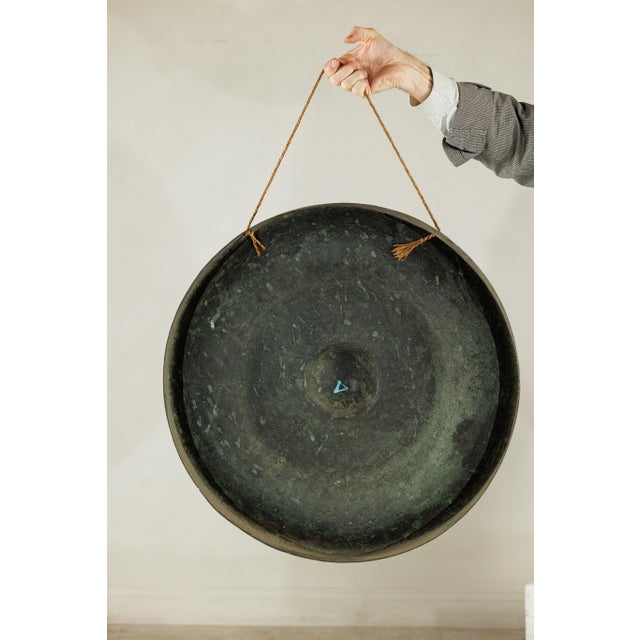 Antique Thai Bronze Gong with Domed Center and Aged Verdigris Patina For Sale - Image 12 of 18