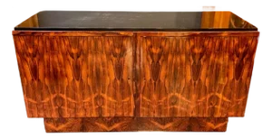 Early 20th Century Rosewood and Black Lacquer Side Cabinet