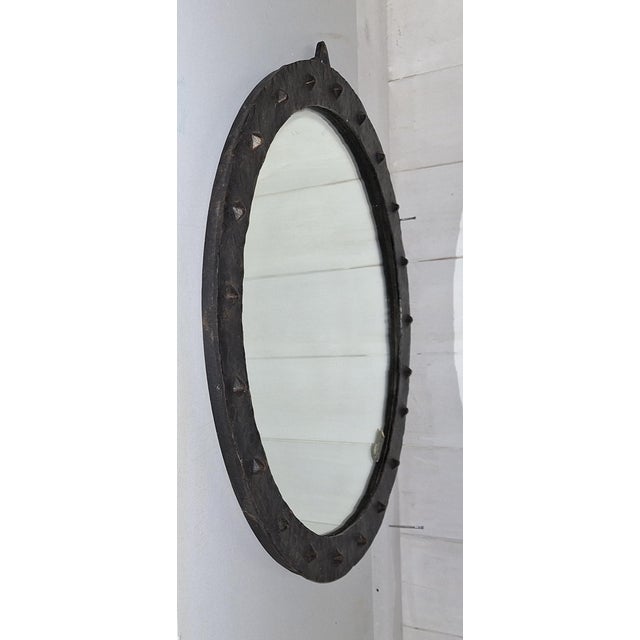 Mid-Century Modern Vintage Brutalist Wall Mirror with Black Wrought Iron Frame, 1960s For Sale - Image 3 of 6