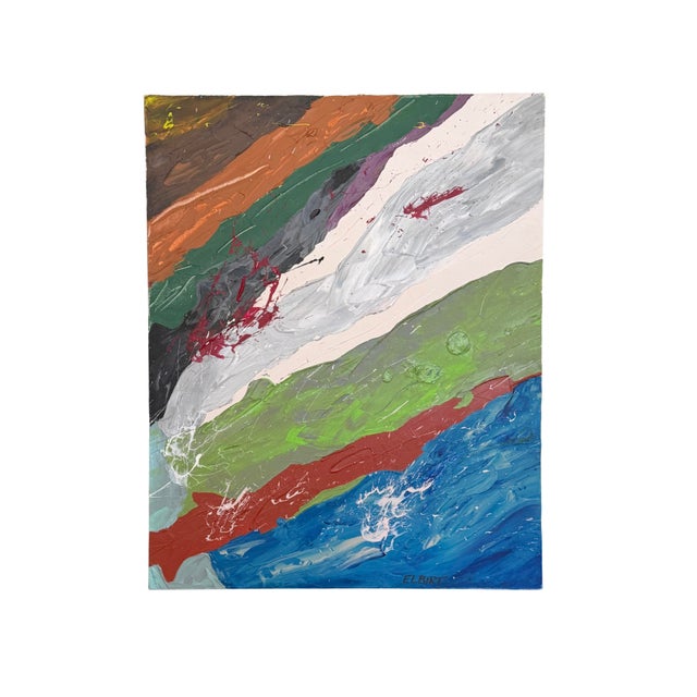 Late 20th Century Original Signed Elbirt Abstract Expressionist Diptych – Vibrant Impasto Contemporary Art on Canvas For Sale - Image 6 of 8