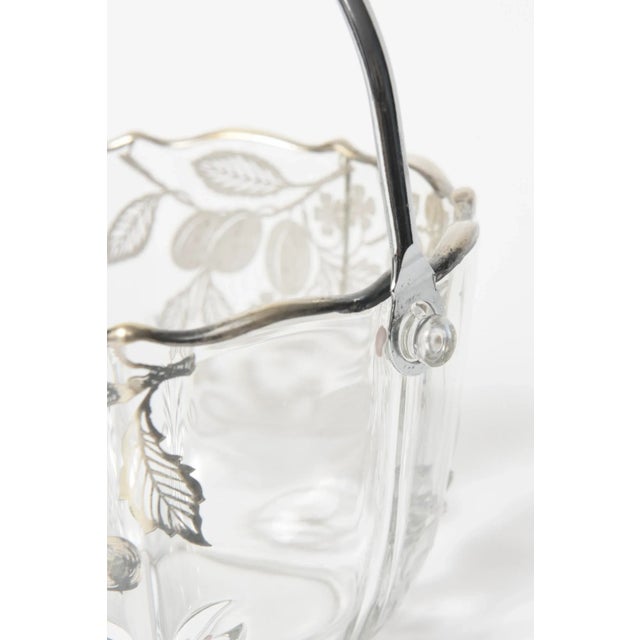 Mid 20th Century Vintage Sterling Silver Overlay Glass Fruit & Flower Basket Bowl Ice Bucket For Sale - Image 5 of 10