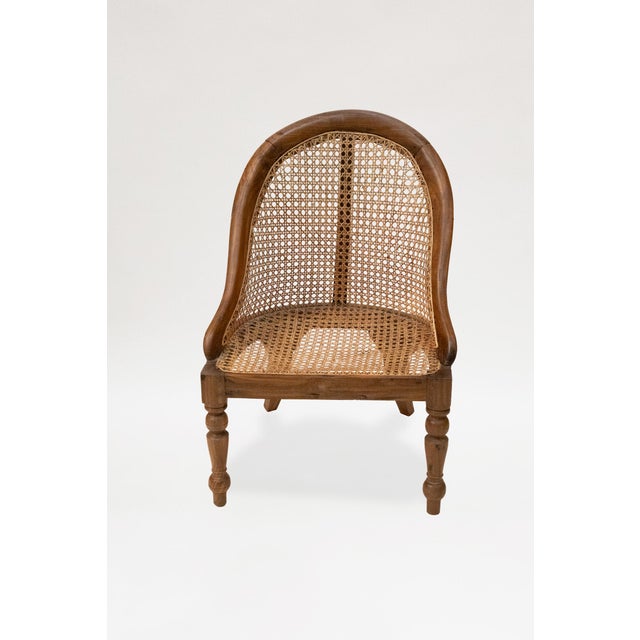 English Pair of British Colonial Teak Caned Bergeres For Sale - Image 3 of 5