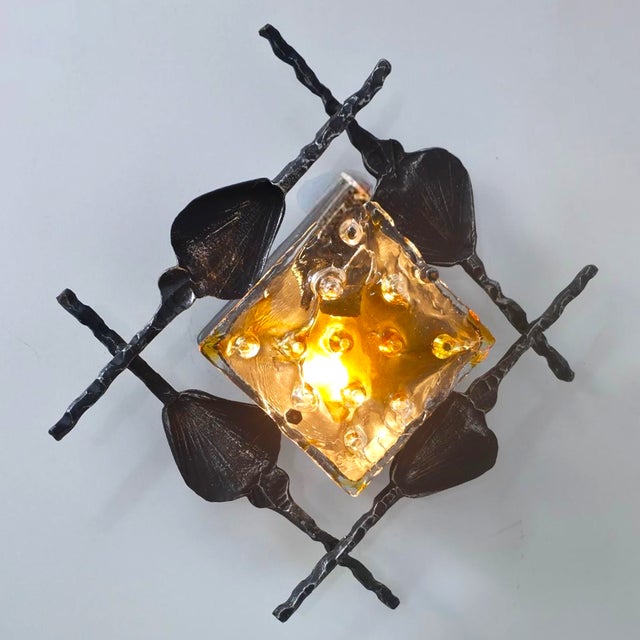 Mid-Century Brutalist Murano Glass Wall Light by Tom Ahlström & Hans Ehrlich, 1960s For Sale - Image 6 of 10