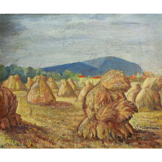 Jules Gaillepand, Les blés de Puplinge, Genève, Oil on Canvas For Sale - Image 11 of 11