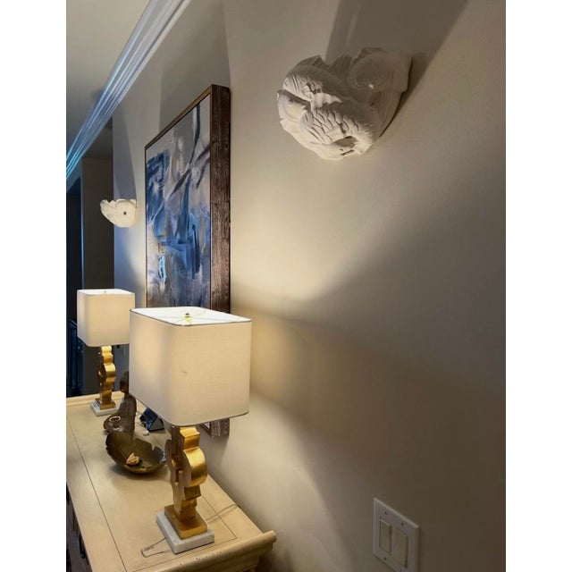 Vintage Art Deco Bisque Koi Wall Sconces For Sale In Jacksonville, FL - Image 6 of 12