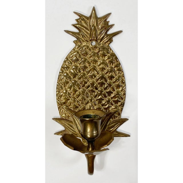 Brass Pineapple Wall Candle Sconces, a Pair For Sale - Image 4 of 5
