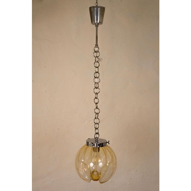 Pendant Light With Murano Blown Glass Globe, Italy For Sale - Image 6 of 11