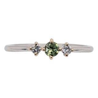 Natural Alexandrite Ring w Earth Mined Diamonds in Solid 14K White Gold | RD 3mm For Sale