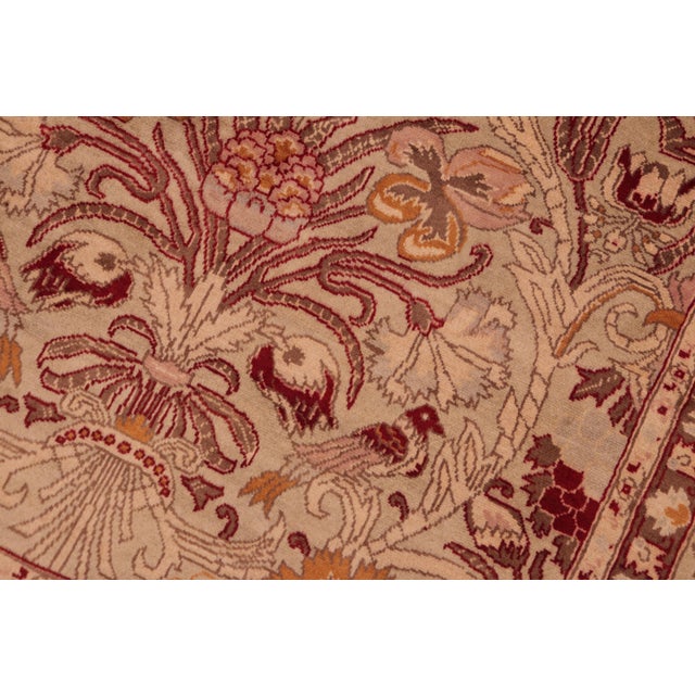 Shabby Chic Floral 1990's Pak-Persian Taupe/Red Wool Rug - 6'1'' X 9'4'' For Sale - Image 4 of 9