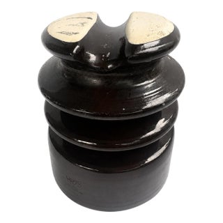 Vintage Locke Hi-Top Brown Glazed Porcelain Electrical Insulator, Usa For Sale