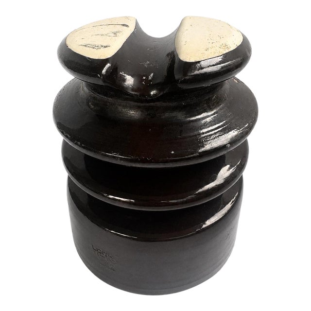 Vintage Locke Hi-Top Brown Glazed Porcelain Electrical Insulator, Usa For Sale
