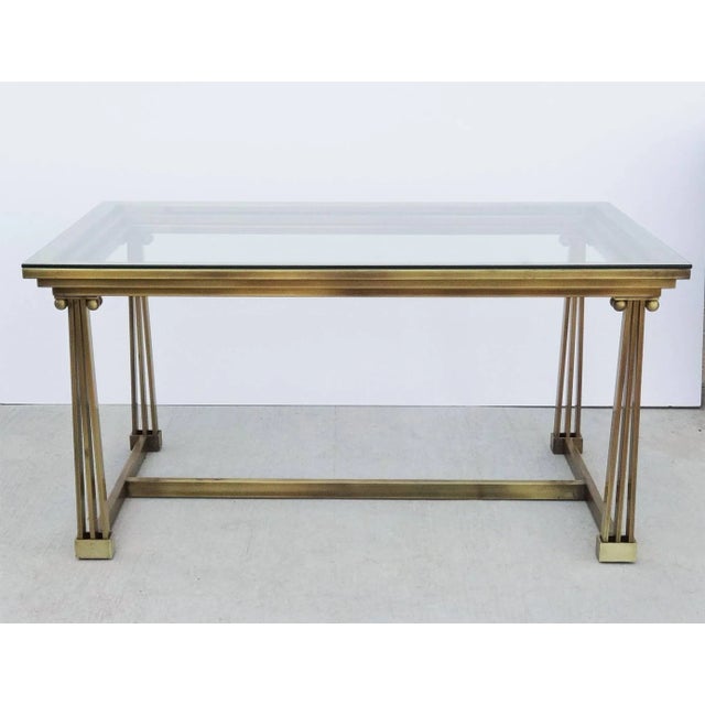 Mastercraft Two Brass & Glass Desk or Dining Table, Mastercraft For Sale - Image 4 of 11