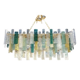 Monumental Rectangular Strip Listelli Murano Glass Chandelier by Simoeng For Sale
