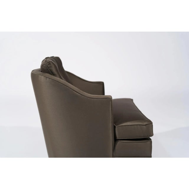 Set of 2 Swivel Lounge Chairs in Olive Green Silk, 1950s For Sale - Image 10 of 12