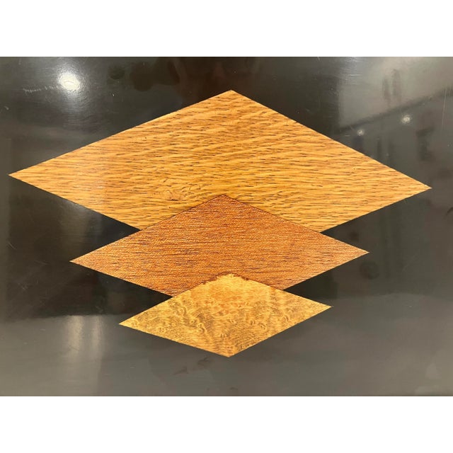 This tray was made by Couroc company in Monterey in the 60’s Title: Floating Diamonds The wood veneers have been fused in...