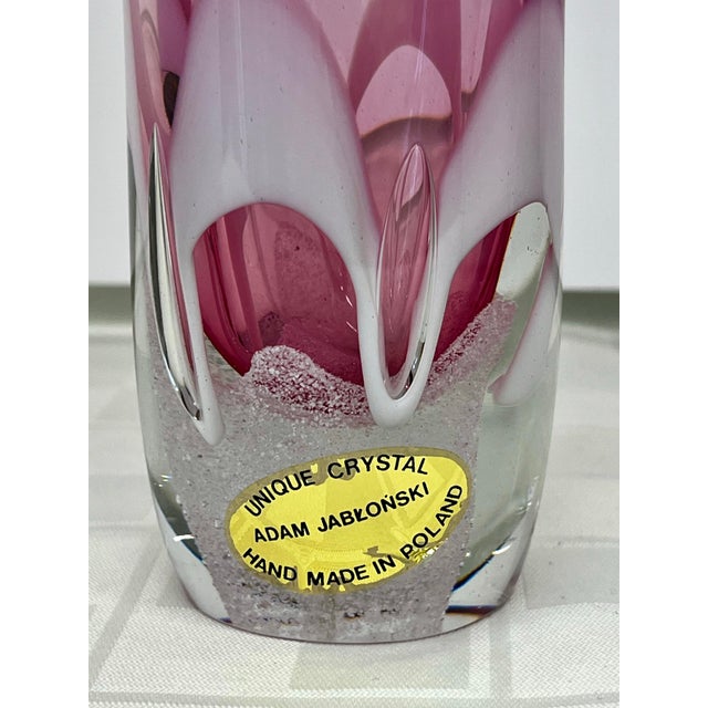 Mid 20th Century Hand-Blown Pink Art Handkerchief Glass Vase by Adam Jablonski - Signed For Sale In Detroit - Image 6 of 9