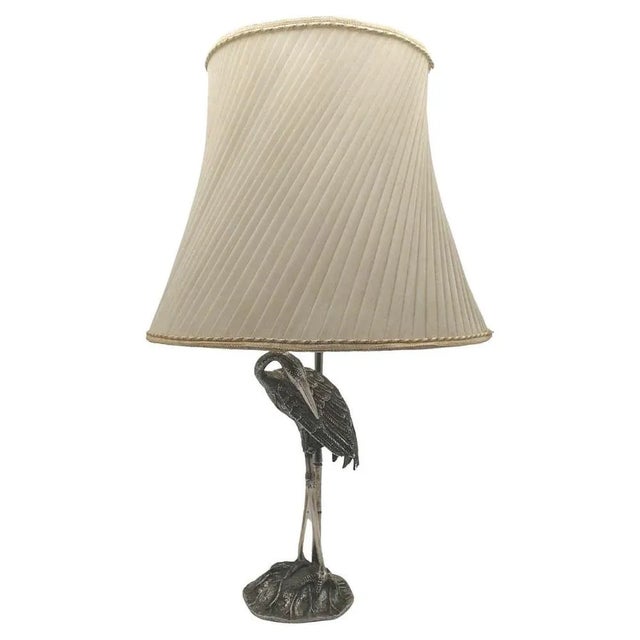 French Art Deco Heron Table Lamp in Silver-Plated Bronze from Maison Baguès, 1940s For Sale - Image 9 of 9