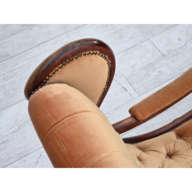 Vintage Scandinavian Rocking Chair in Velour and Dark Beech, 1960s For Sale - Image 10 of 18