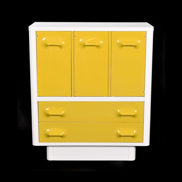 Space Age Broyhill Chapter One Yellow and White Gentlemen's Chest Dresser For Sale - Image 14 of 15