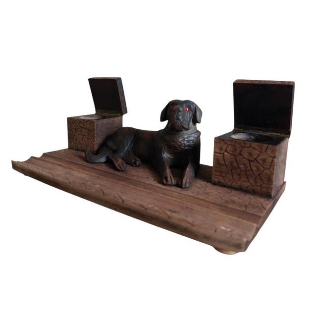 Black Forest Inkwell with Berner Dog, 1950s For Sale - Image 9 of 11