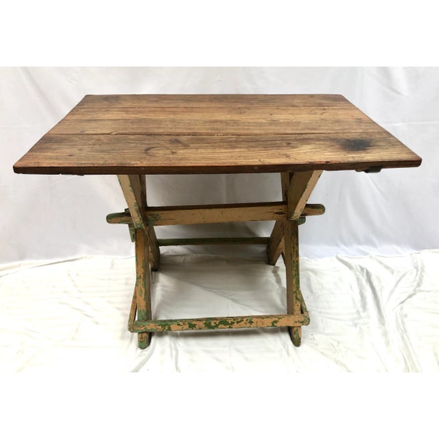 Antique French Hand Crafted Trestle Table For Sale - Image 10 of 13