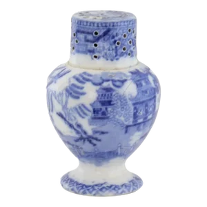 English Victorian Pearlware Willow Pepper Pot