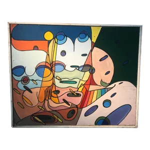 Vintage Abstract Acrylic Painting on Board by Peter Sword