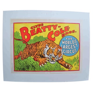 Mid 20th Century Clyde Beatty-Cole Bros. Tiger Poster #3 For Sale