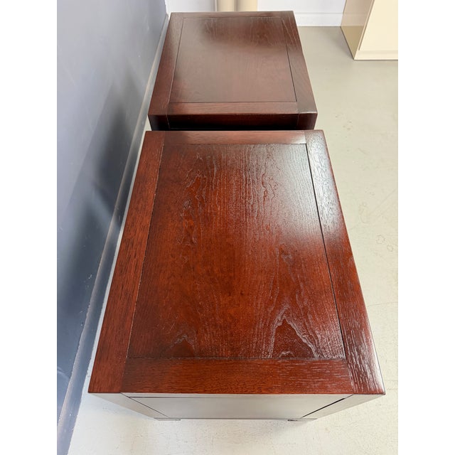 Pair of Tai Ming Burl Wood Nightstands by Drexel, Asian Modern Style, 1970s For Sale - Image 10 of 13