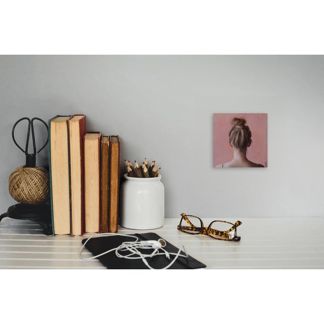 Rosy Reflection by Kelly Birkenruth | Oil on Panel Figure Portrait in Pink For Sale - Image 4 of 7