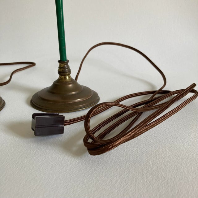 Mid 20th Century Vintage Mid 20th Century Hunter Green Metal Table Lamps - a Pair For Sale - Image 5 of 12