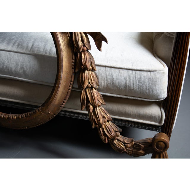 Wood Antique Circa 18th-19th Century French Neoclassical Giltwood Frame Filigree Hand Carved Ribbon Mirror Frame For Sale - Image 7 of 15