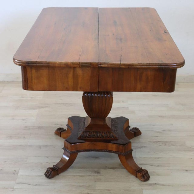 Antique Extendable Walnut Card or Tea Table with Drawer, 1800s For Sale - Image 12 of 16