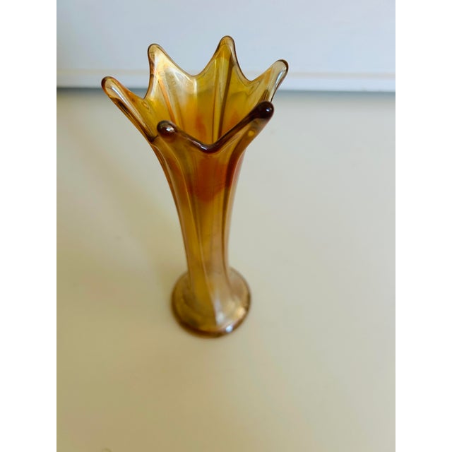 Mid-Century Modern 60's Vintage Midcentury Carnival Glass Bud Vase For Sale - Image 3 of 4
