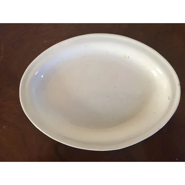 Antique 18th c. English Georgian Leeds Pottery oval tea pot stand. Marked on the base. Good condition - tiny pin pricks to...