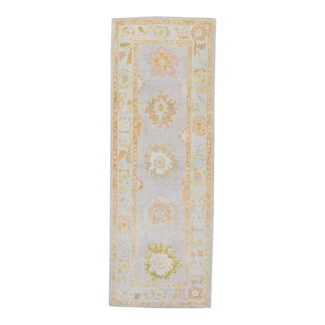 Modern Turkish Oushak Rug 3'3" x 8'1" For Sale