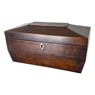 19th Century English Regency Sarcophagus Form Mahogany Tea Caddy Box For Sale