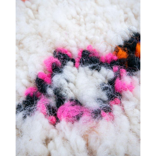 Textile Cream Moroccan Hand-Knotted Colorful Wool Azilal Luxury Bath Rug (2' X 3') For Sale - Image 7 of 8