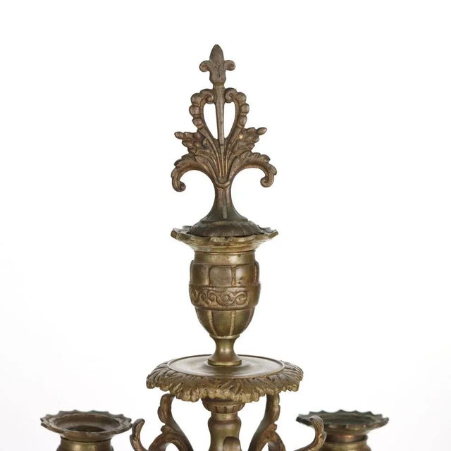 Bronze Clock with Candleholders, France, 19th Century, Set of 3 For Sale - Image 13 of 16