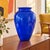 Late 20th Century Large Cobalt Blue Art Glass Vase With Flared Rim, 13″ Tall Statement Piece Table Centerpiece For Sale - Image 5 of 8