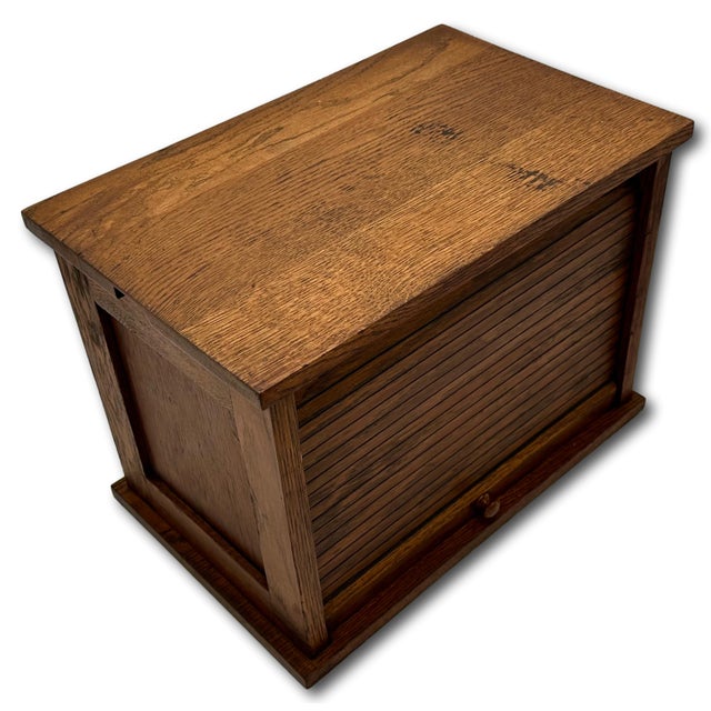 Unusual Antique American Solid Oak Table - Desk Top "Roll Front" Organizer & File Cabinet Circa 1900 For Sale - Image 13 of 18