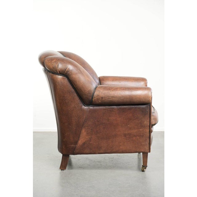 Vintage Sheepskin Club Chair in Leather For Sale - Image 3 of 16