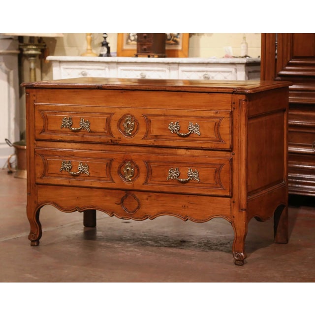 18th Century French Louis XV Cherry Commode Sauteuse With Bronze Mounts For Sale - Image 4 of 11