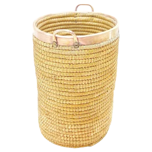 Basket in Rattan, Cooper and Brass, Italy, 1970s