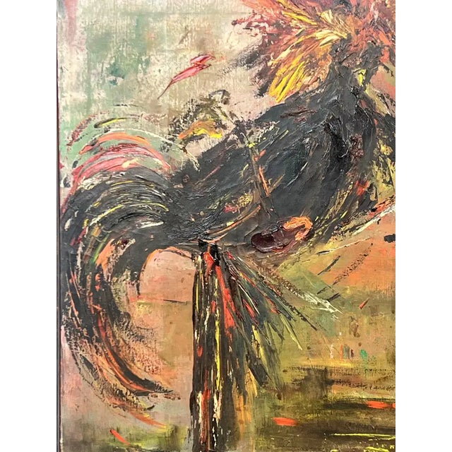 Presenting an exceptional mid-century expressionist oil on canvas painting depicting a dynamic and fiercely energetic...