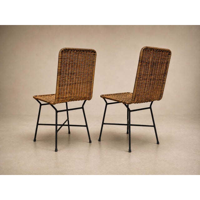 Brazilian Modern Pair of Chairs in Iron & Wicker by Carlo Hauner, Brazil, 1950s For Sale In New York - Image 6 of 18