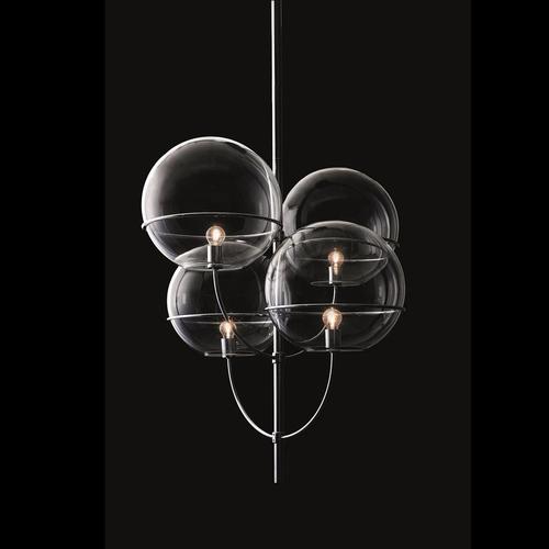 Chromium-Plated Lyndon Suspension Lamp with Glass by Vico Magistretti for Oluce For Sale - Image 3 of 5