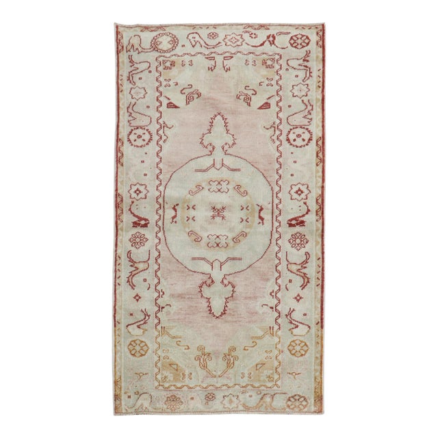 Vintage Zabihi Collection Turkish Anatolian Small Pink Red Rug - 3'1" x 5'8" For Sale