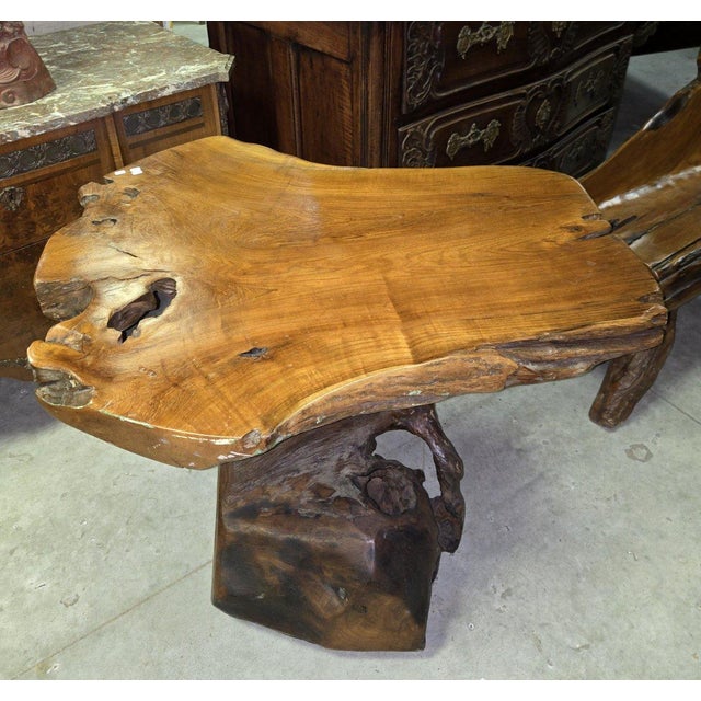 Carved Olive Wood Table Made from a Root, 1920s For Sale - Image 4 of 5