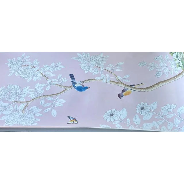 Not Yet Made - Made To Order 24" *53"/Panel, a Set of 2 Panels Pink Chinoiserie Printed Wallpaper Panels, For Sale - Image 5 of 7